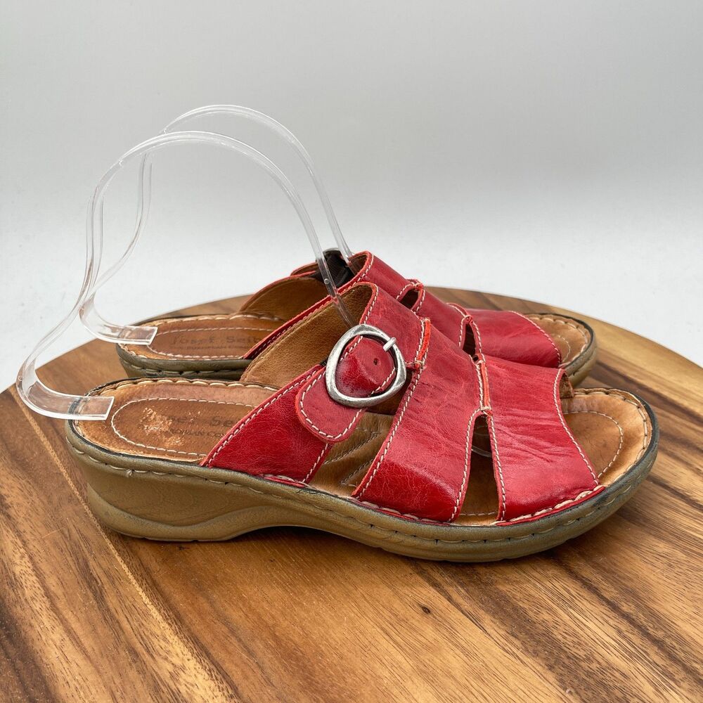 Josef Seibel Sandals Womens Size 9 / 41 Red Leather Slip On Casual Going Out
